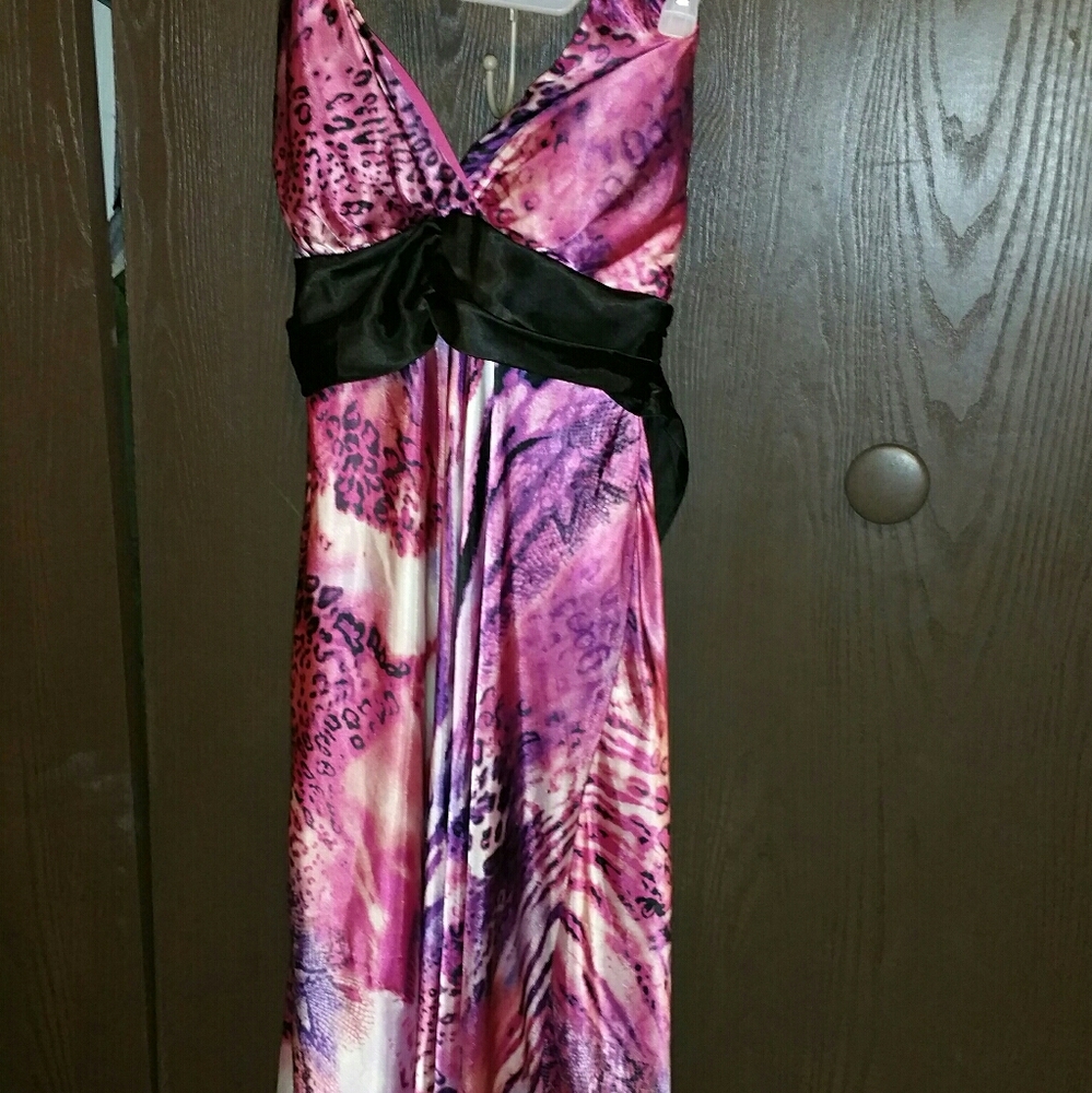 Floor length animal print maxi dress